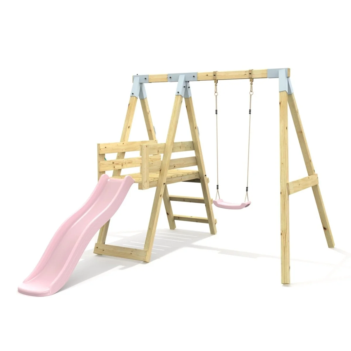 PolarPlay Premium Single Swing Set Slide Outdoor Wooden Children Playset Frame