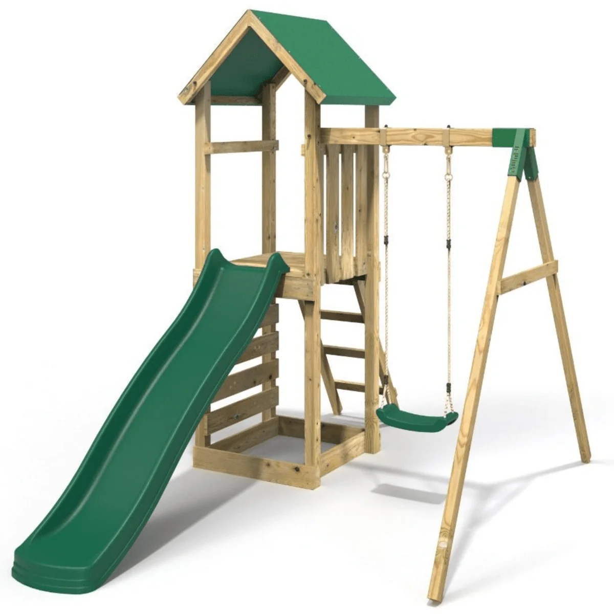 Rebo Adventure Rushmore Wooden Climbing Frame Swing Set Wave Slide Playground