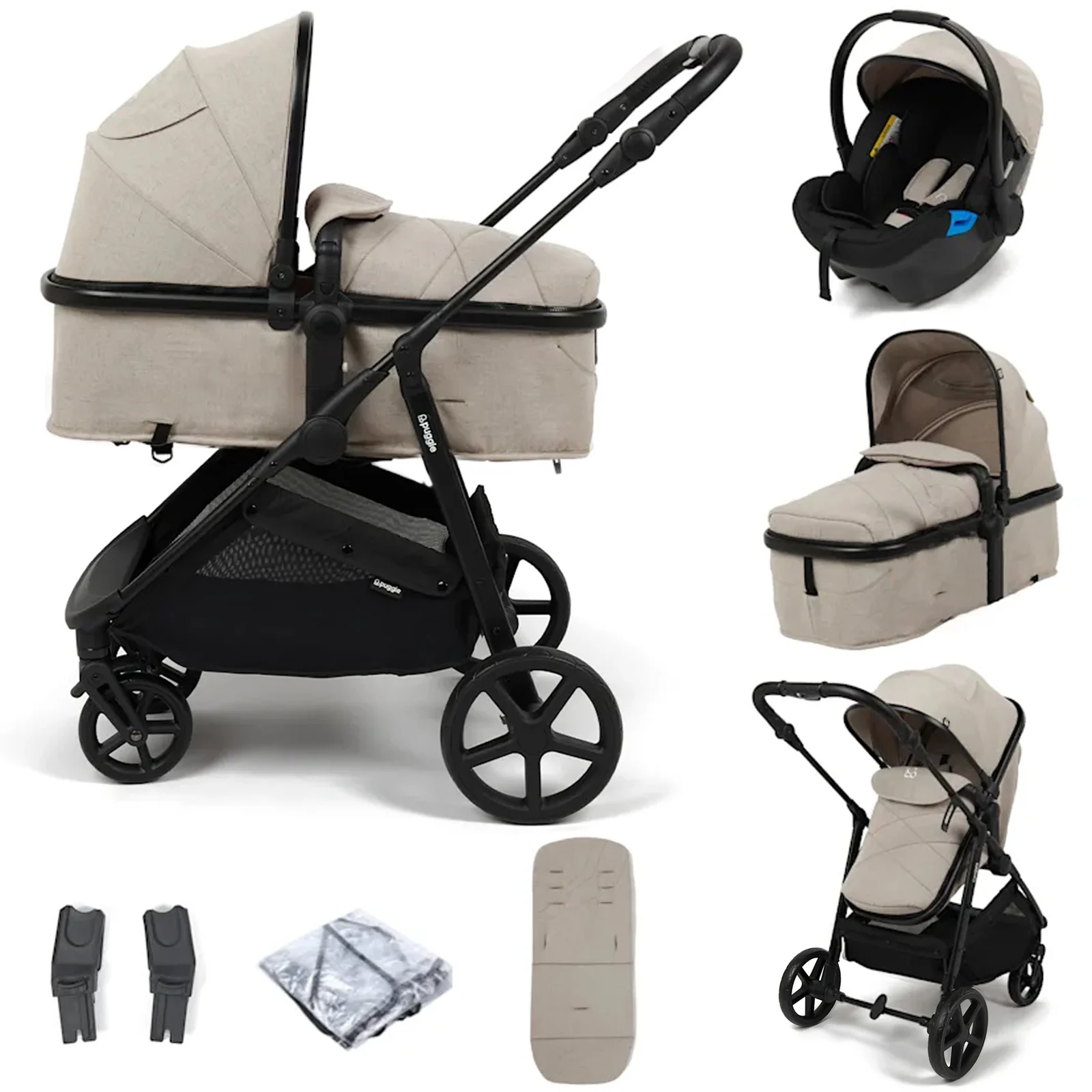 Puggle Monaco XT 2in1 Convertible Stroller Pushchair Travel System Cashmere