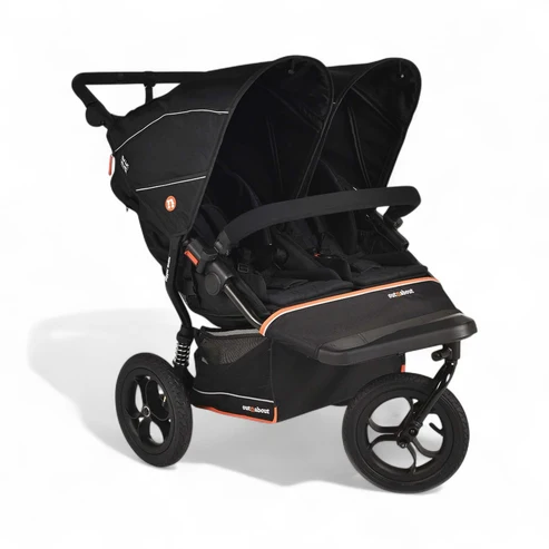 Out N About Nipper Double V6 All Terrain 3 Wheel Double Stroller Steel Grey
