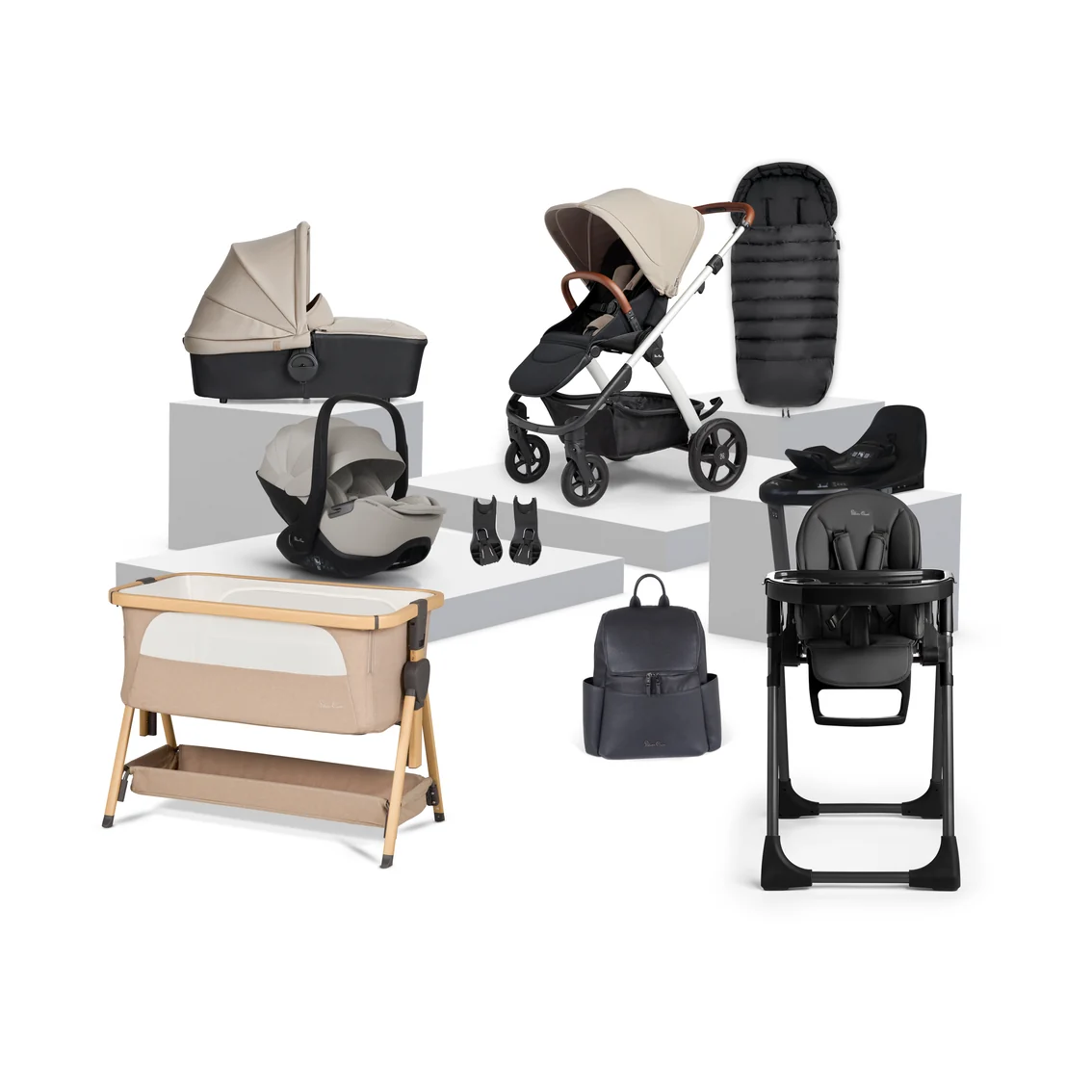 Silver Cross Tide 3 in 1 Convertible Stroller Travel System Stone Taupe
