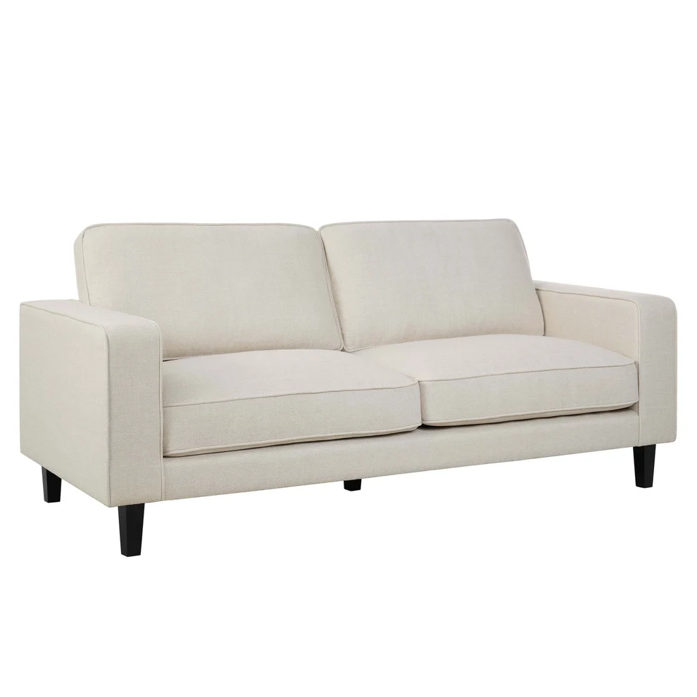 Dusk Soho 3 Seater Sofa Contrast Piping Linen Look Beige   