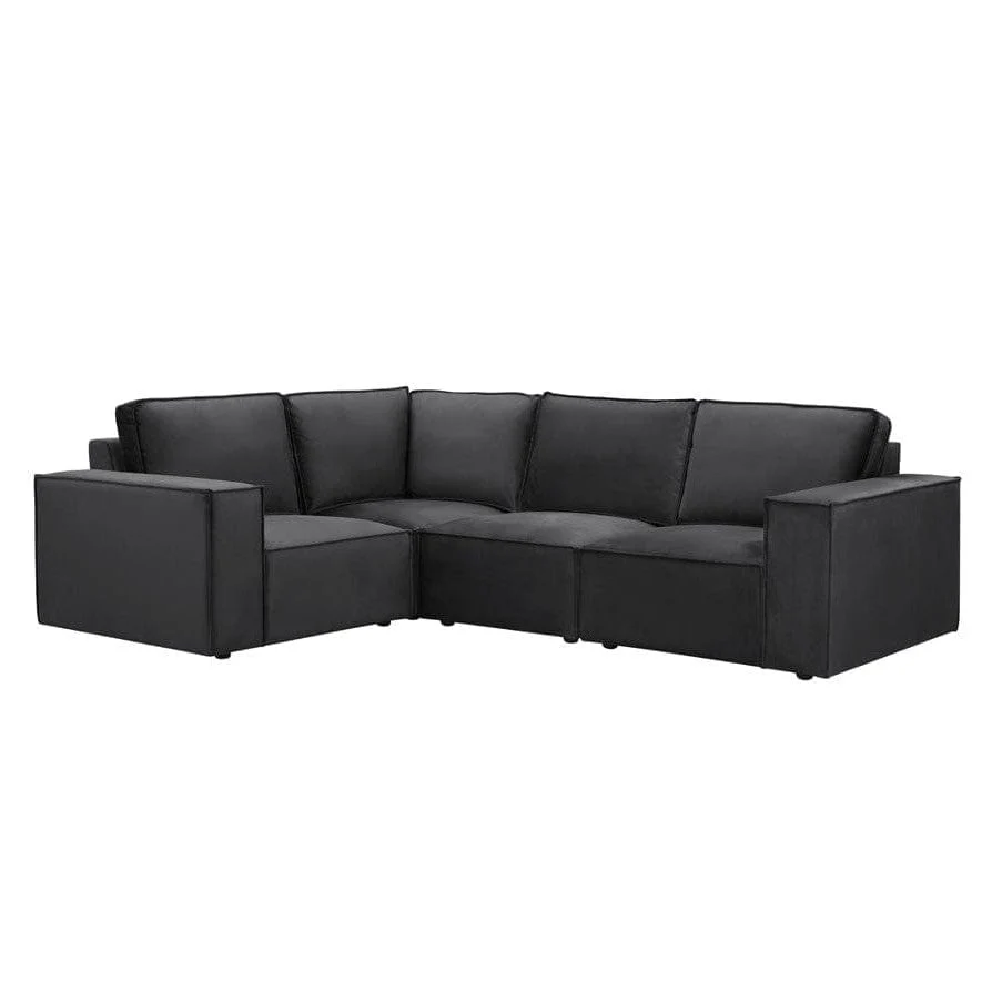 Dusk Brooklyn Small Left L Shape Corner Sofa Ink Blue Velvet