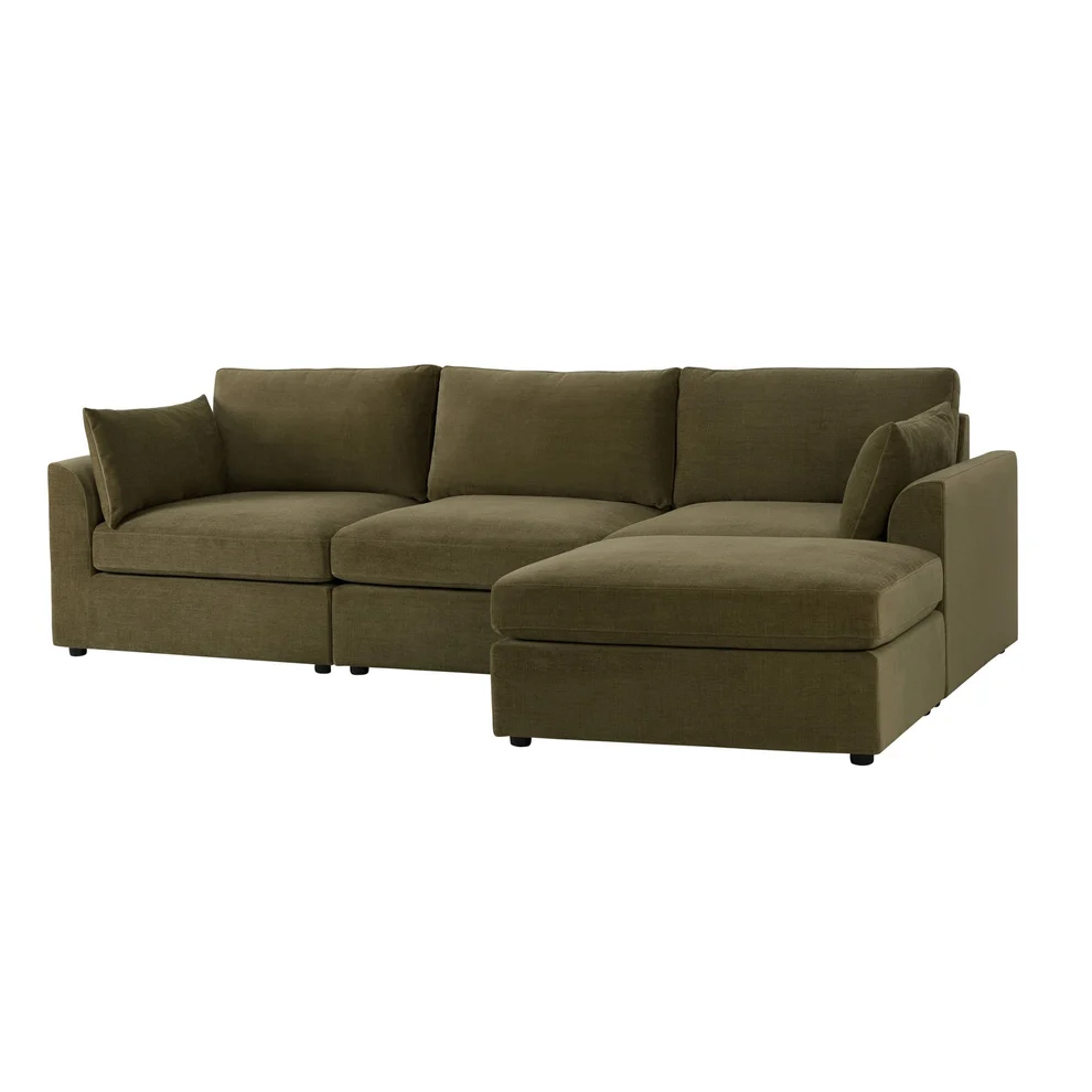 Dusk Miami Right Hand Chaise Sofa Chenille Olive Green