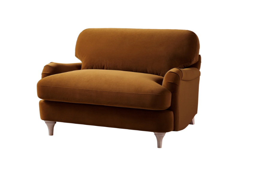 Daals Daphnis Cinnamon Velvet Loveseat 1.5 Seater Sofa   