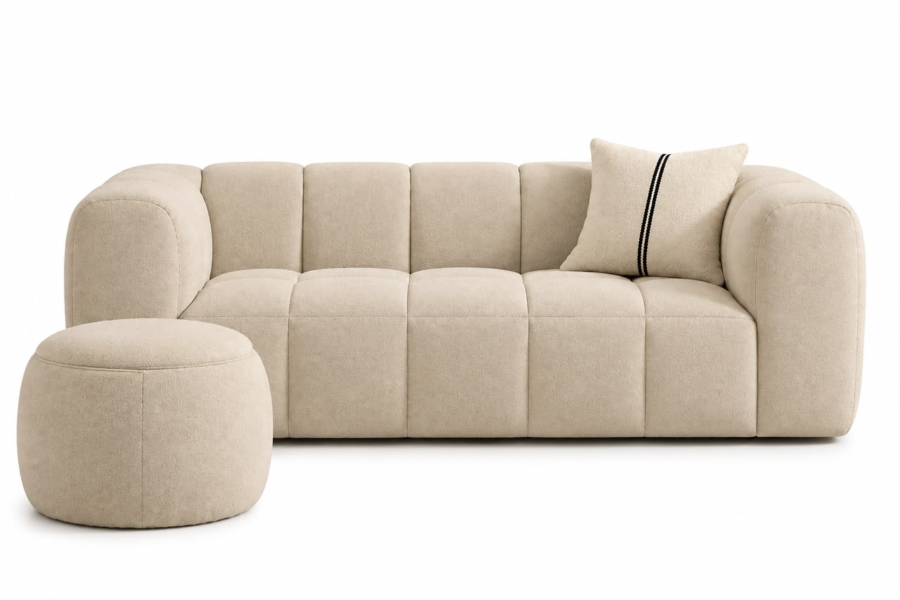 DUSK Manhattan 3 Seater Sofa Chenille Oatmeal   