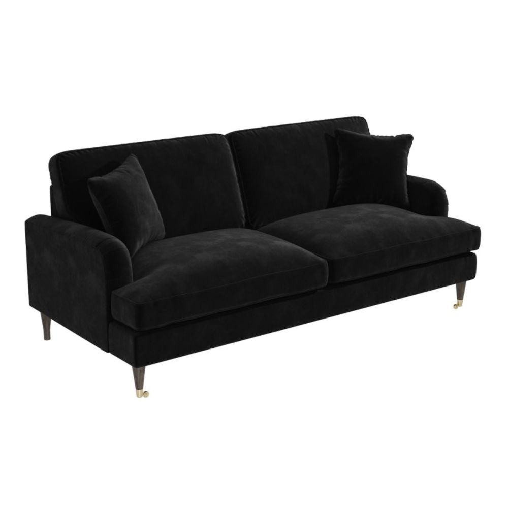 Furnish My Crib Payton Velvet 3 Seater Sofa Black